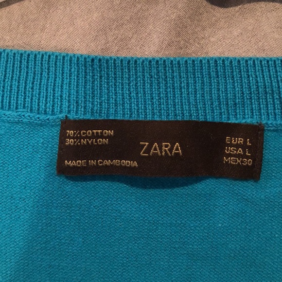 Zara EUC blue knit top sz Large - Picture 3 of 3